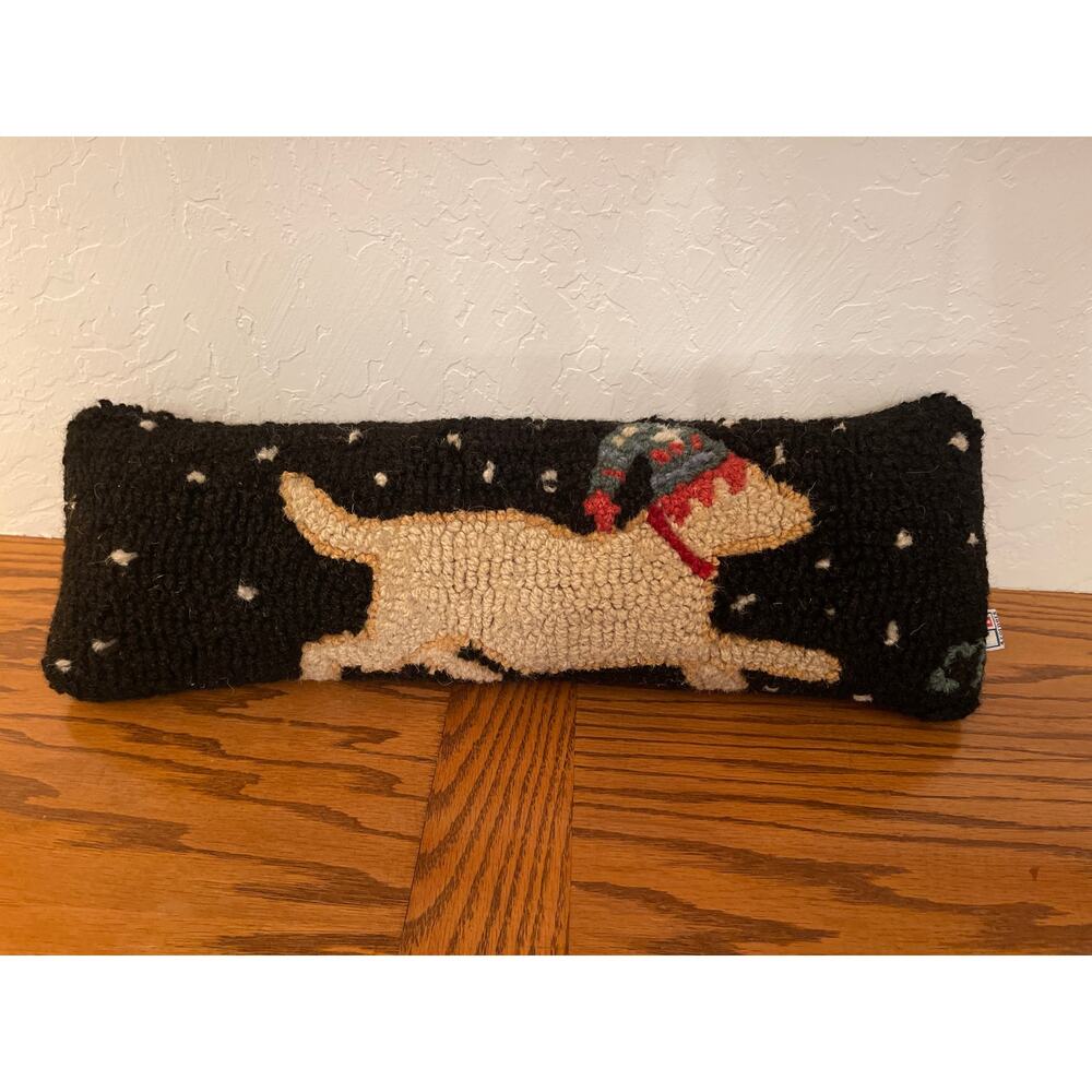 4 Corners Blond Dog Christmas holiday pillow
